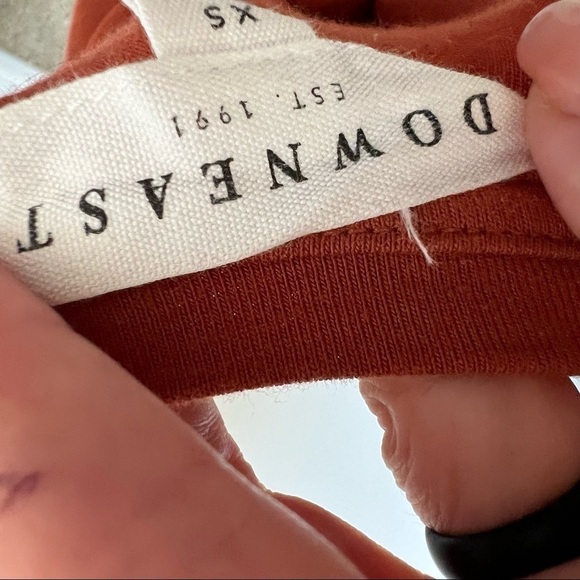 𝅺DOWNEAST bohemian crocheted shirt top XSmall rust Orange short sleeves NEW - Picture 4 of 5